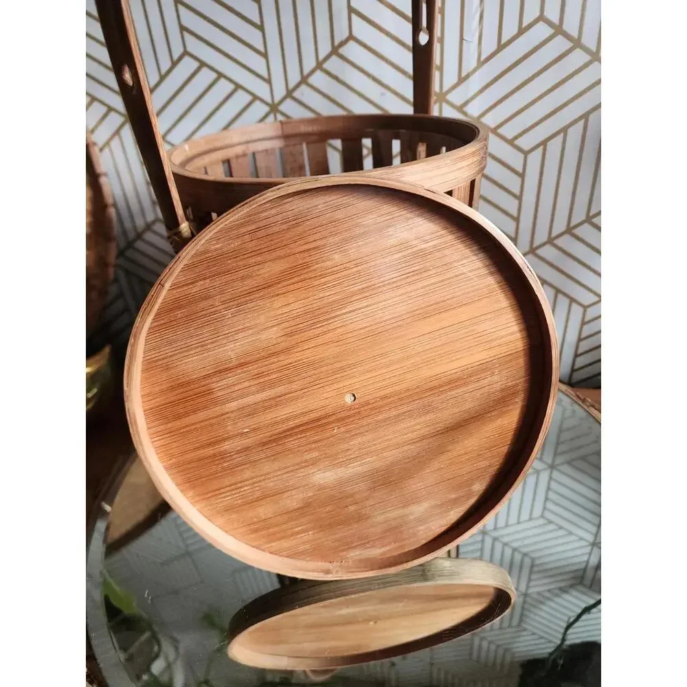 Vintage Bamboo And Glass Ice Bucket With Lid